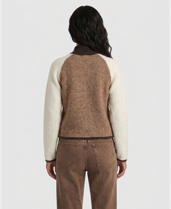 
Colorblock Cardigan Sweater in british tan view 2
