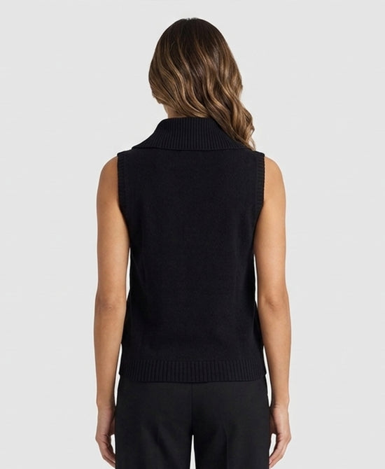 
Sleeveless Sweater w/ Asymmetrical Neck in BLACK view 2