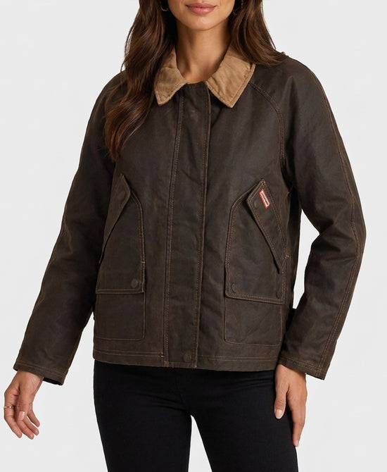 
Waxed Cotton Lined Barn Jacket in BROWN view 1