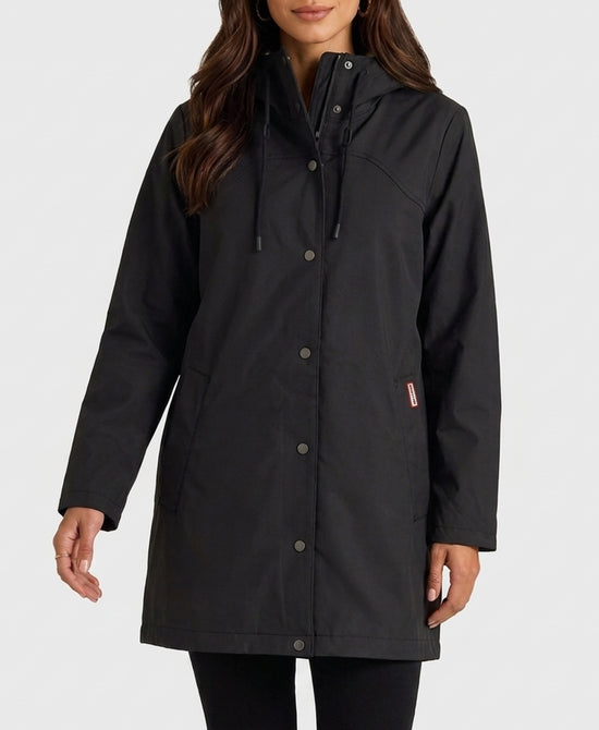 
Lined Rain Coat Mid Length in BLACK view 1