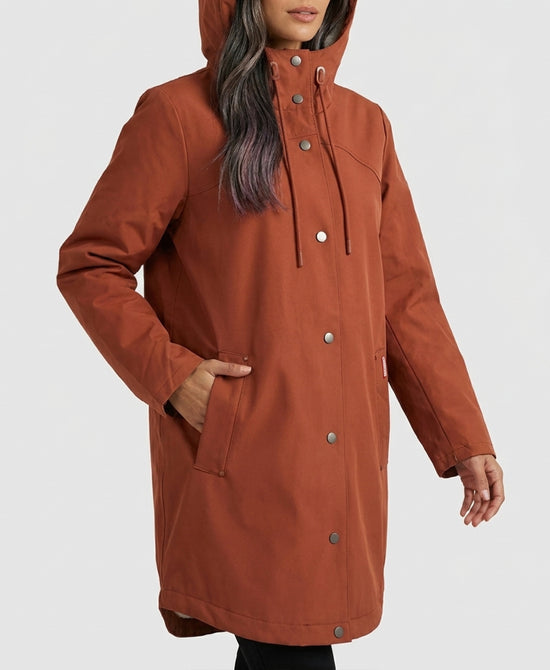 
Lined Rain Coat Mid Length in RUST view 1
