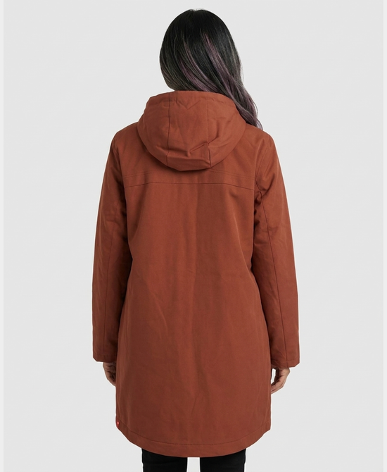 
Lined Rain Coat Mid Length in RUST view 2