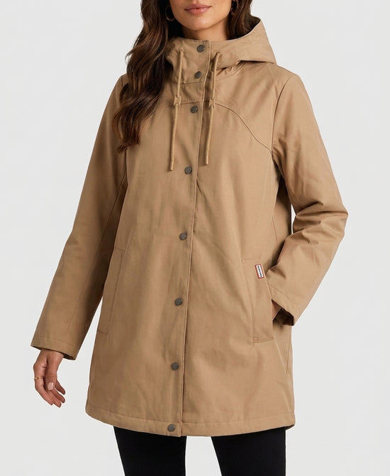 
Lined Rain Coat Mid Length in TAN view 1