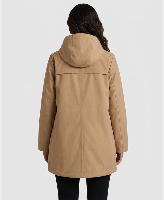 
Lined Rain Coat Mid Length in TAN view 2