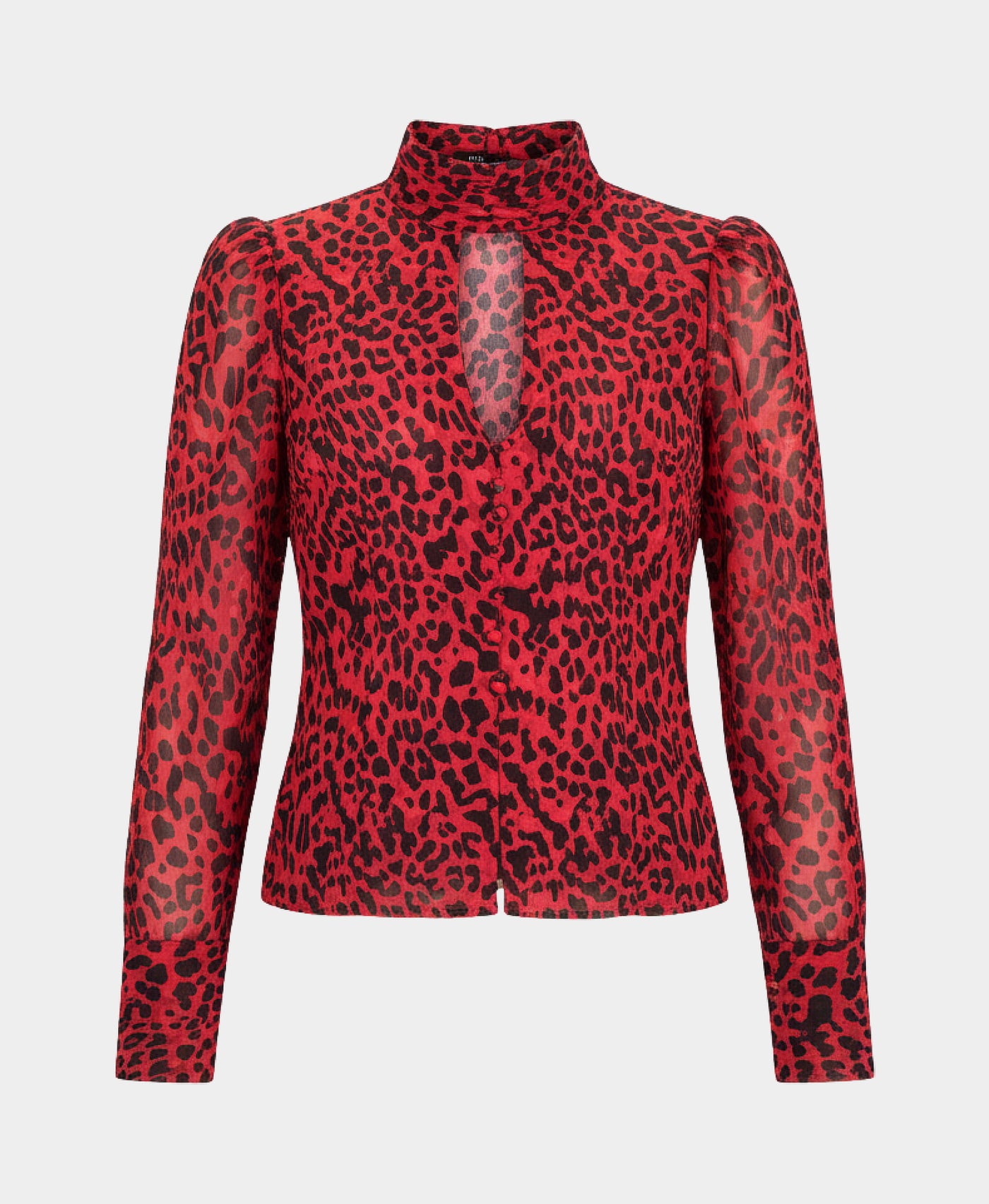 Leopard Print Blouse w/ Keyhole view 2