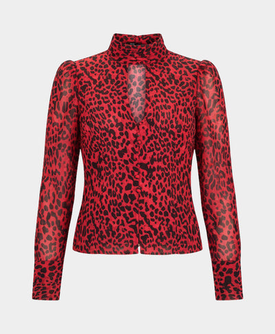 Leopard Print Blouse w/ Keyhole image 2