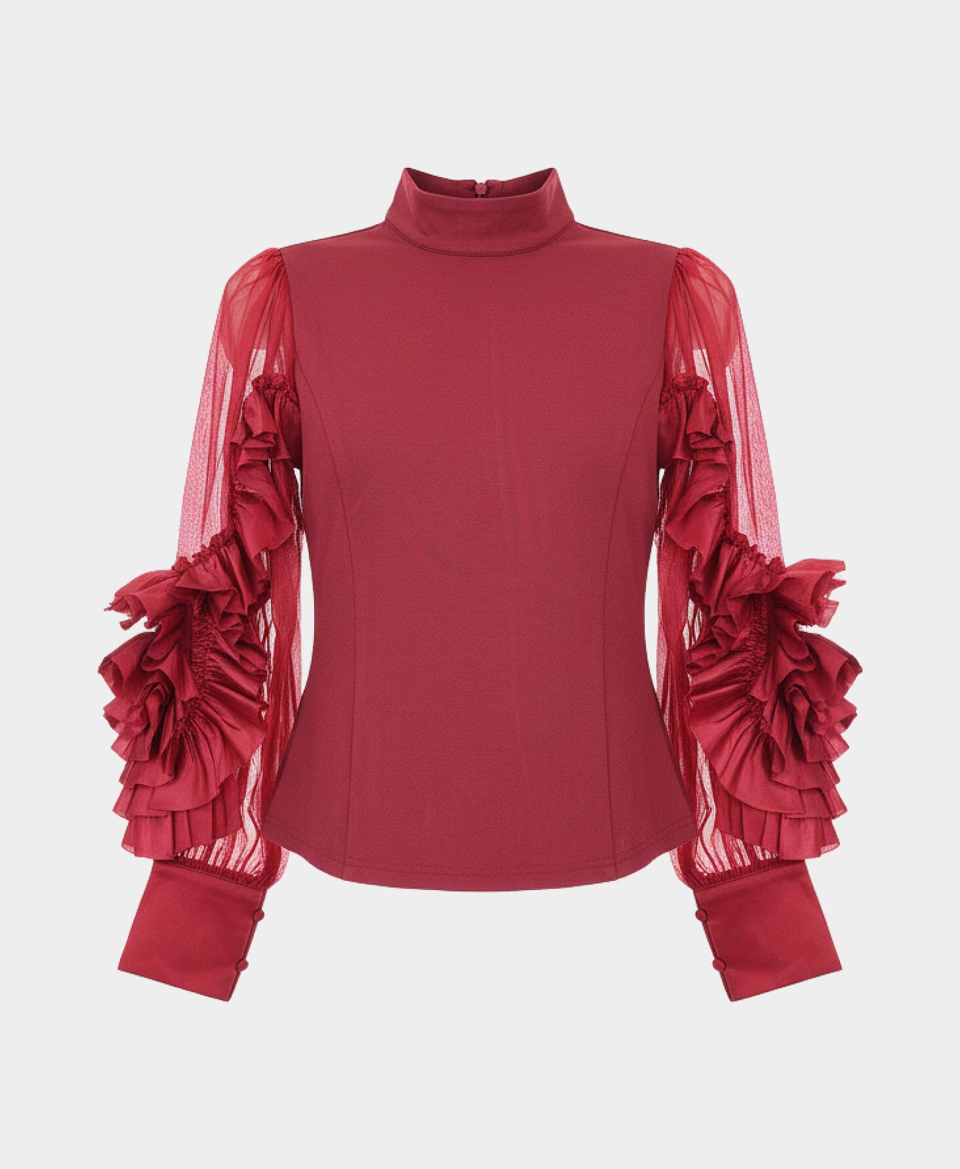 Mock Neck Blouse w/ Ruffle Sleeves view 4