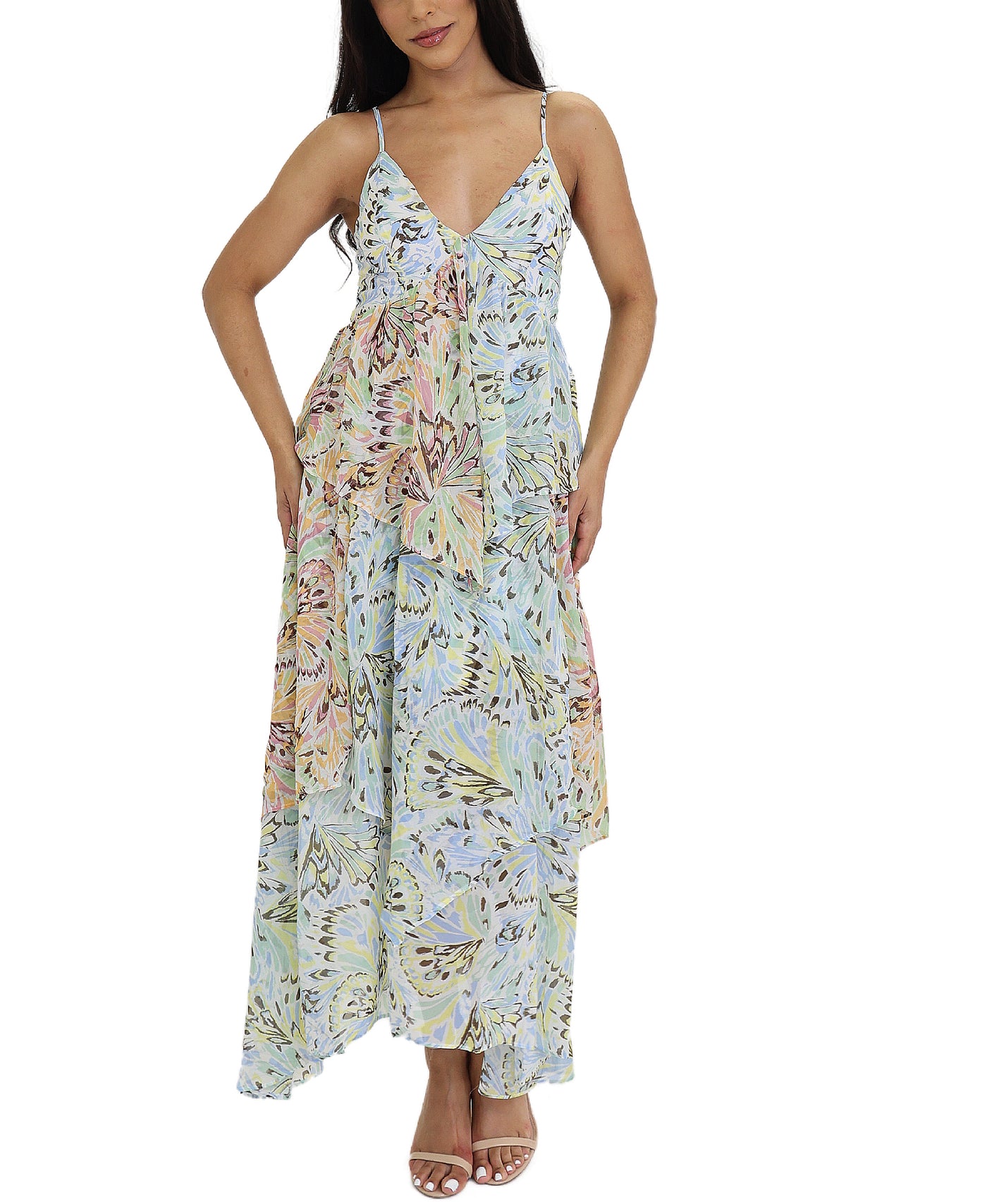 Printed Ruffle Maxi Dress view 1