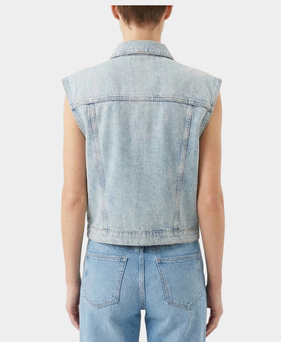 Denim Vest w/ Embroidered Shells view 2