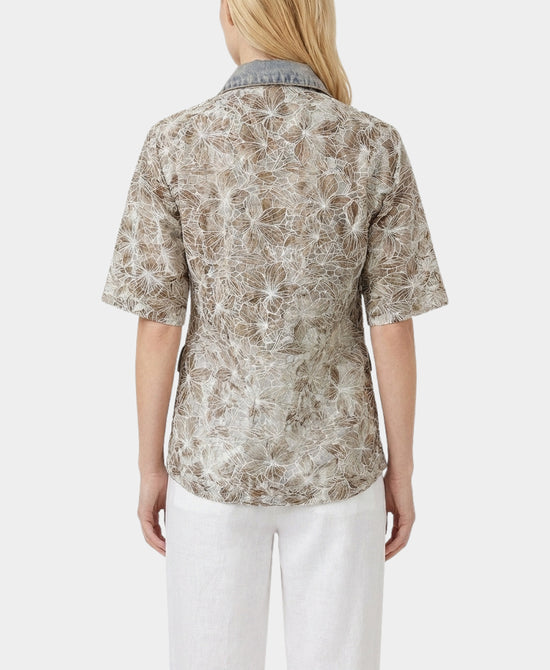 Floral Jacket w/ Denim Trim view 2