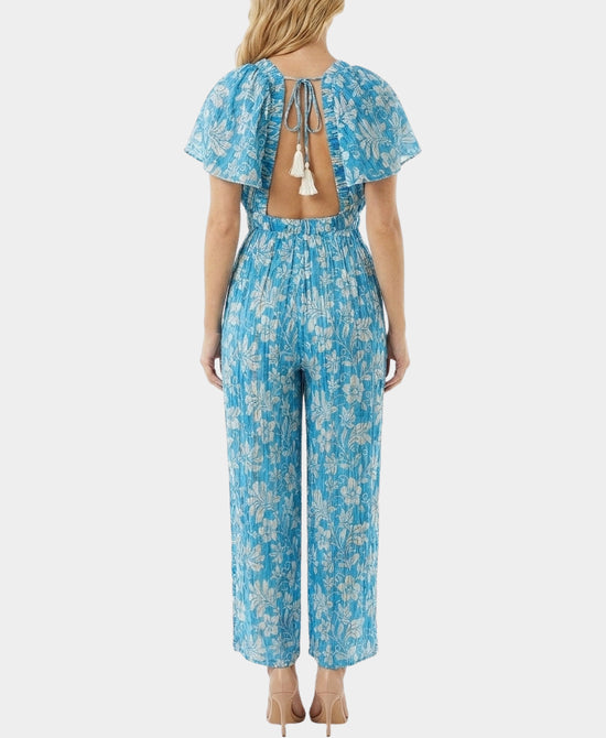 
Floral Print Jumpsuit w/ Sequins in BLUE view 2