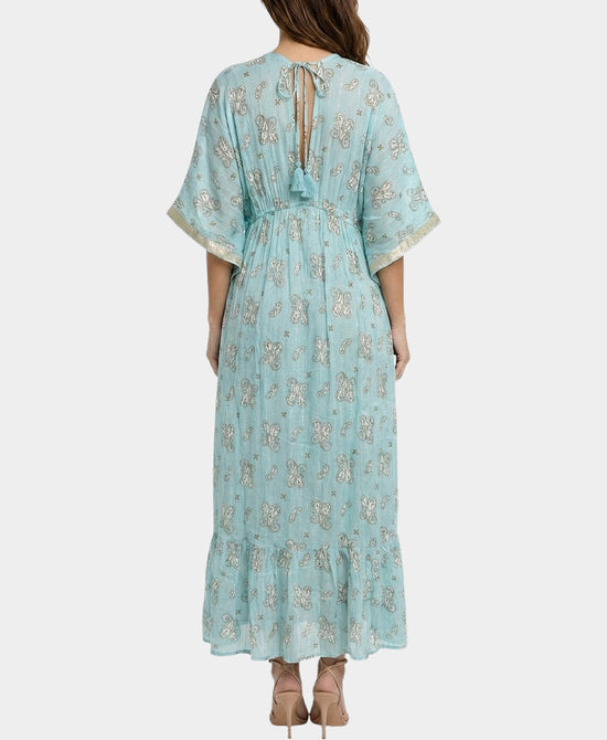 
Paisley Print Maxi Dress in AQUA/GOLD view 2
