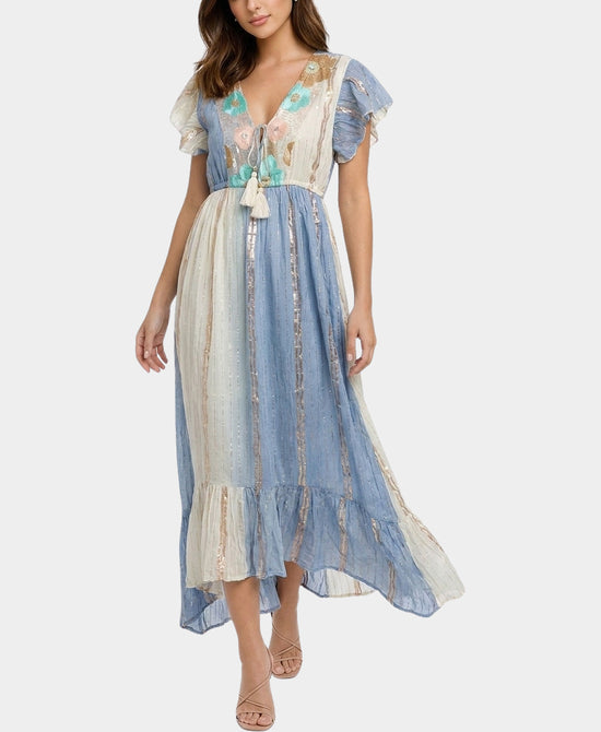 
Floral Embroidered Maxi Dress in BLUE/IVORY view 1