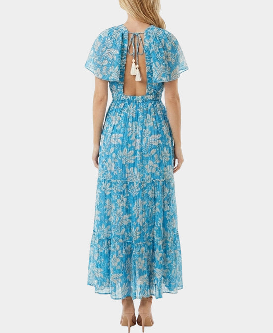 
Floral Print Maxi Dress w/ Sequins in BLUE view 2