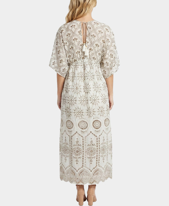 
Print & Beaded Maxi Dress in WHITE/BEIGE view 2