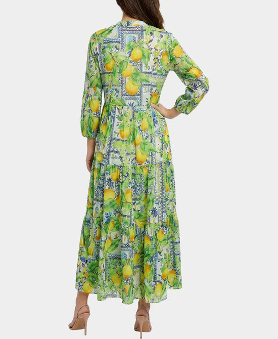 
Lemon Print Maxi Dress w/ Beading in GREEN MULTI view 2