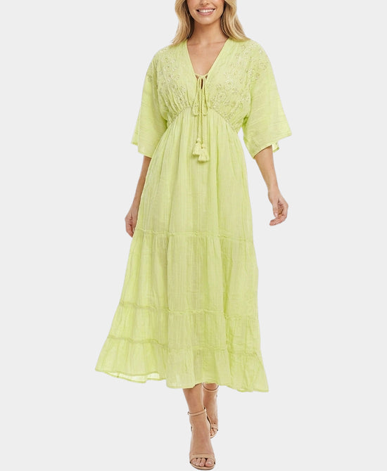 
Eyelet Beaded Maxi Dress in YELLOW view 1