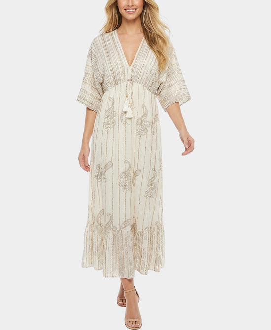 
Print Maxi Dress in WHITE/TAN view 1