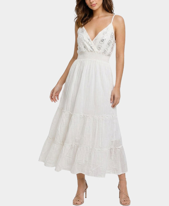 
Maxi Dress w/ Beads & Sequins in WHITE view 1