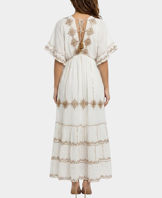 
Print Maxi Dress w/ Sequins in WHITE/BROWN view 2