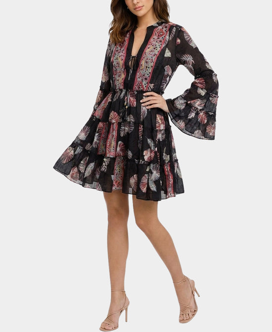 
Printed Swim Cover-Up in BLACK MULTI view 1