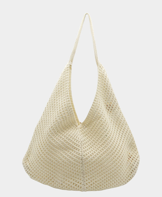 
Crochet Hobo Bag w/ 3D Flowers in IVORY view 2