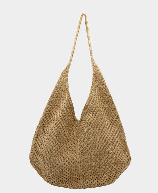 
Crochet Hobo Bag w/ 3D Flowers in CAMEL view 2