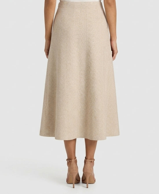 
Knit Chevron Maxi Skirt in TAN/IVORY view 2