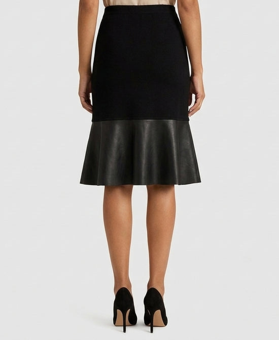
Faux Leather & Knit Combo Skirt in BLACK view 2