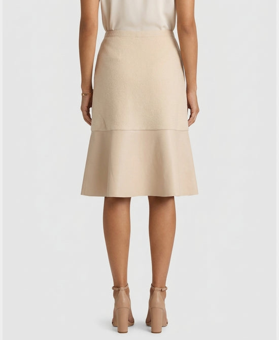 
Faux Leather & Knit Combo Skirt in IVORY view 2