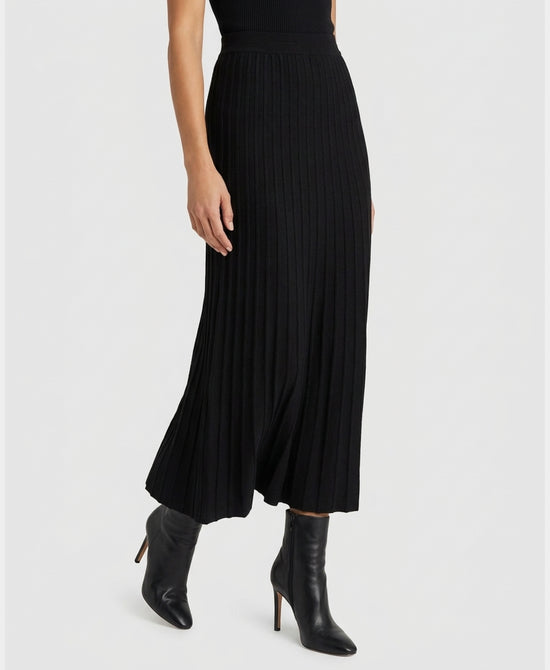 
Knit Ribbed Maxi Skirt in BLACK view 1