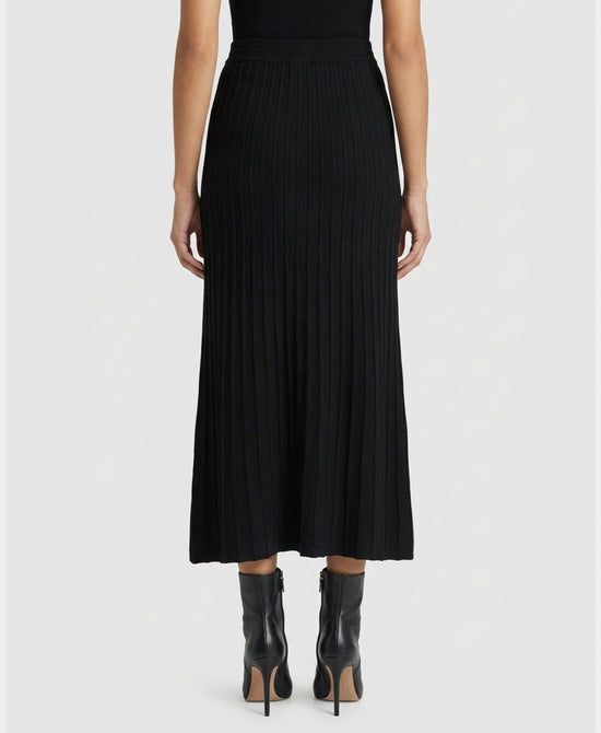 
Knit Ribbed Maxi Skirt in BLACK view 2
