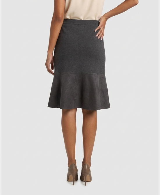 
Faux Suede & Knit Combo Skirt in GREY view 2