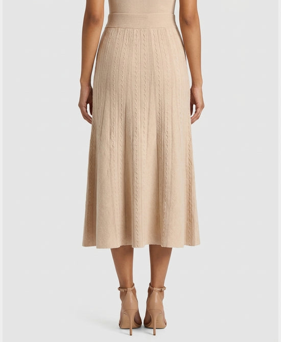 
Knit Textured Maxi Skirt in BEIGE view 1