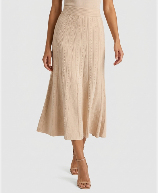 
Knit Textured Maxi Skirt in BEIGE view 1