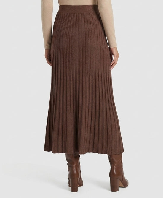 
Knit Ribbed Maxi Skirt in BROWN view 2