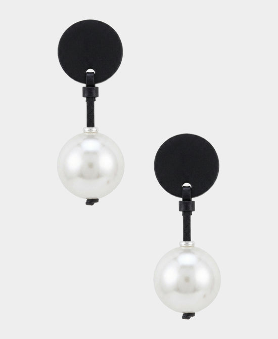 
Resin Drop Earrings w/ Pearl in BLACK/WHITE view 1