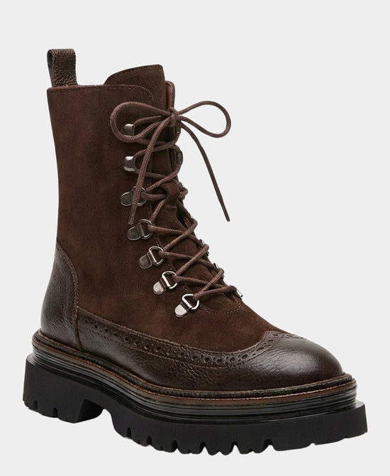 
Leather & Suede Lace Up Boot in BROWN view 1