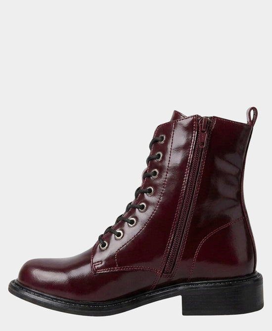 
Patent Leather Lace Up Boot in DARK BURGUNDY view 2