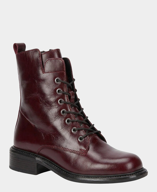 
Patent Leather Lace Up Boot in DARK BURGUNDY view 1