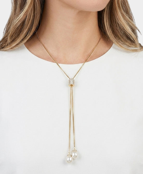 
Lariat Necklace w/ Pearls in GOLD view 1