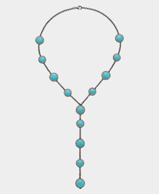 
Natural Stone "Y" Beaded Necklace in TURQUOISE view 2