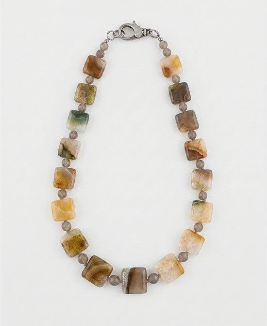 
Square Beaded Necklace in BEIGE view 2