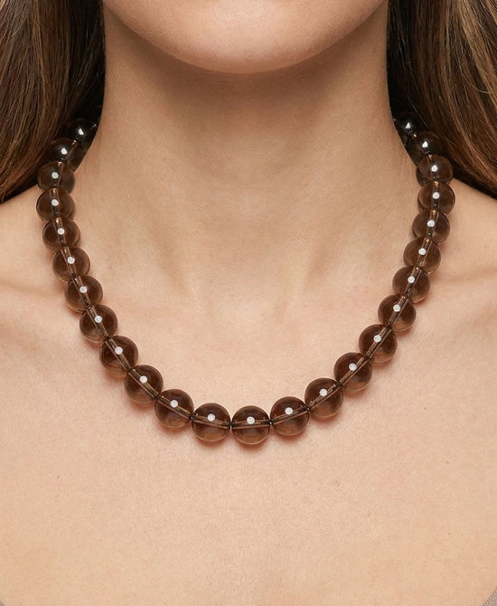 
Natural Stone Beaded Necklace in BROWN view 1