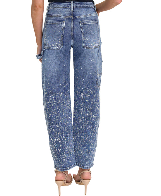 Rhinestone Barrel Jeans view 