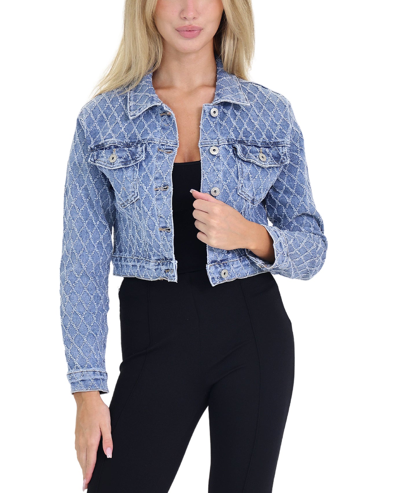 Textured Denim Jacket view 1