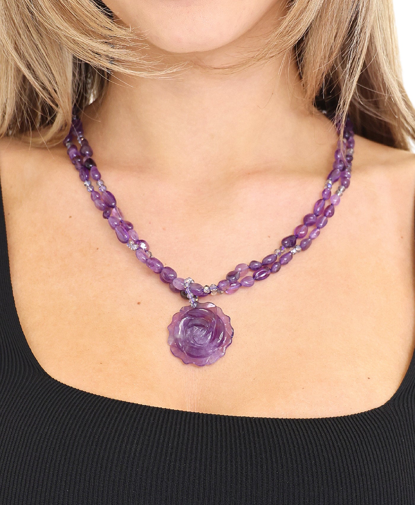 Amethyst Beaded Necklace view 1