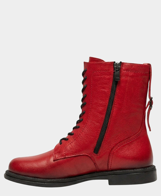 
Leather Lace Up Boot in RED view 2