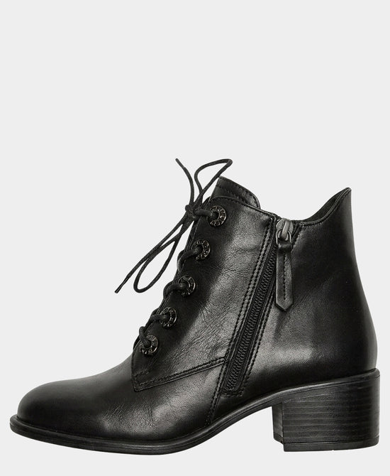 
Leather Lace Up Bootie in BLACK view 2