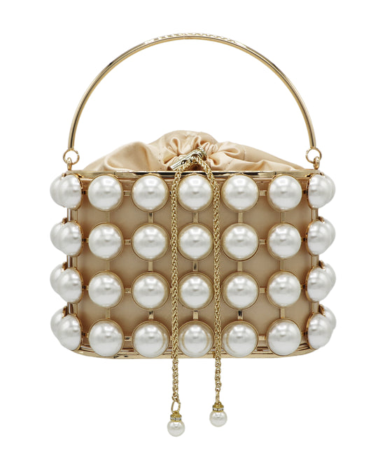 Faux Pearl Bucket Evening Bag view 1